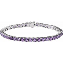 14K White Amethyst 7.15 Line Bracelet