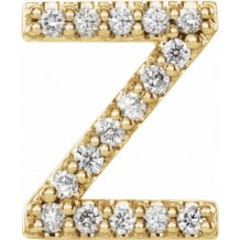 14K Yellow .06 CTW Diamond Single Initial Z Earring