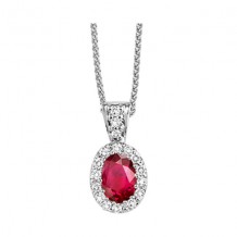 Gems One 14Kt White Gold Diamond (1/10Ctw) & Ruby (1/2 Ctw) Pendant