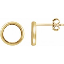 14K Yellow Circle Earrings
