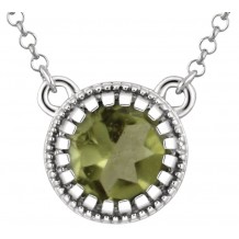 14K White Peridot August 18 Birthstone Necklace