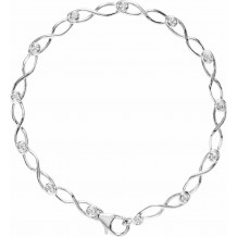 14K White 1/8 CTW Diamond 7 Link Bracelet