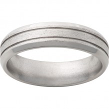 Titanium Beveled Edge Band with Two .5mm Grooves and Stone Finish