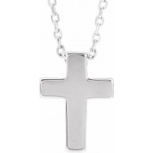 14K White Petite Cross 16-18 Necklace