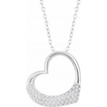 14K White 1/5 CTW Diamond Heart 16-18 Necklace