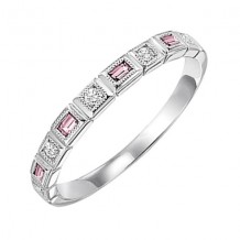 Gems One 14Kt White Gold Diamond (1/12Ctw) & Pink Tourmaline (1/8 Ctw) Ring