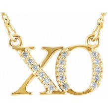 14K Yellow .07 CTW Diamond XO 16 1/2 Necklace