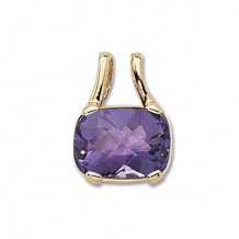 14K Yellow Gold 16X12 Cushion Amethyst Pendant