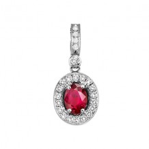 Gems One 14Kt White Gold Diamond (1/8Ctw) & Ruby (5/8 Ctw) Pendant