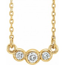 14K Yellow Graduated Bezel-Set 1/8 CTW Diamond 16-18 Necklace