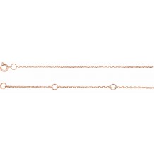 14K Rose 1 mm Adjustable Diamond-Cut Cable Chain 6 1/2-7 1/2 Bracelet