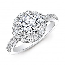 18k White Gold Large Diamond Halo Engagement Ring