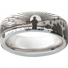 Serinium Pipe Cut Band with Sunrise Laser Engraving