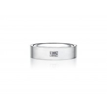 Henri Daussi 6mm Men's Wedding Band  Platinum White 0.15 Ctw.