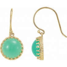 14K Yellow 10 mm Chrysoprase Dangle Earrings