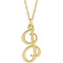 14K Yellow Script Initial I 16-18 Necklace