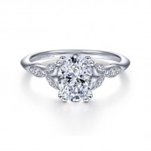 Gabriel & Co. 14k White Gold Victorian Straight Engagement Ring