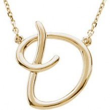 14K Yellow Script Initial D 16 Necklace