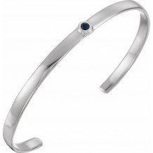 14K White Blue Sapphire Cuff 6 Bracelet