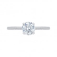 Shah Luxury 14K White Gold Round Diamond Engagement Ring (Semi-Mount)