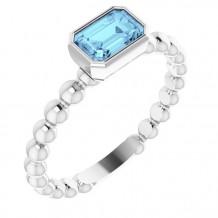 14K White Aquamarine Stackable Family Ring