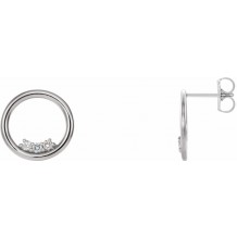 14K White 1/6 CTW Diamond Circle Earrings