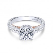 Gabriel & Co. 14k Two Tone Gold Crown Straight Engagement Ring