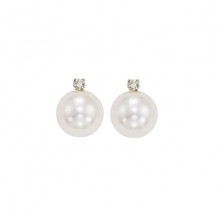 Gems One 14Kt White Gold Diamond (1/20Ctw) & Pearl (1 Ctw) Earring