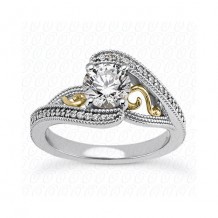 14k White Gold Diamond Semi-Mount Antique Engagement Ring