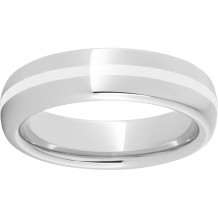 Serinium Domed Band with 1mm White Enamel Inlay