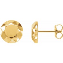 14K Yellow Faceted Design Circle Earrings
