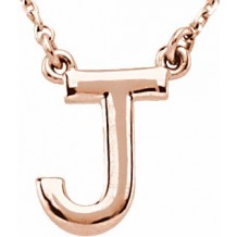 14K Rose Block Initial J 16 Necklace