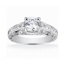 14k White Gold Diamond Semi-Mount Antique Engagement Ring