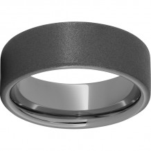 Rugged Tungsten  8mm Pipe Cut Band with Sandblast Finish