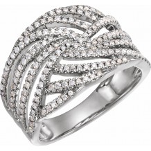 14K White 1/2 CTW Diamond Accented Criss-Cross Ring