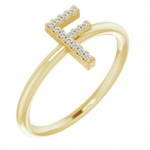 14K Yellow .06 CTW Diamond Initial F Ring