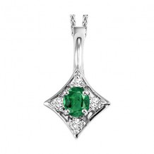 Gems One 14Kt White Gold Diamond (1/20Ctw) & Emerald (1/6 Ctw) Pendant