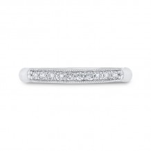 Shah Luxury 14K White Gold Diamond Wedding Band with Milgrain