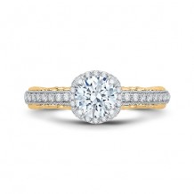 Shah Luxury 18k Two-Tone Gold Diamond Carizza Semi Mount Engagement Ring to fit Round Center