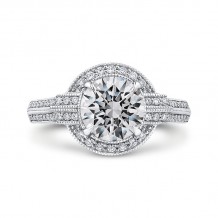 Shah Luxury 14K White Gold Round Diamond Cathedral Style Engagement Ring (Semi-Mount)