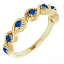 14K Yellow Blue Sapphire Stackable Ring