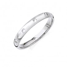 14K White Gold 0.10ct Burnished Set Diamond Women's Wedding Band