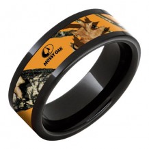 Jewelry Innovations Black Ceramic Pipe Cut Band with Mossy Oak