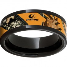 Black Diamond Ceramic Pipe Cut Band with Mossy Oak Blaze Inlay