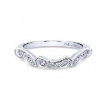 Gabriel & Co. 14k White Gold Victorian Curved Wedding Band