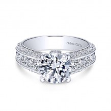 Gabriel & Co. 14k White Gold Victorian Straight Engagement Ring