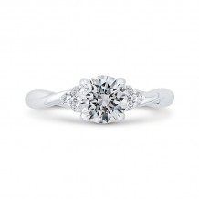 Shah Luxury 14K White Gold Round Cut Diamond Engagement Ring (Semi-Mount)