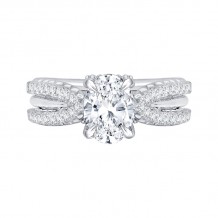 Shah Luxury 14K White Gold Oval Diamond Engagement Ring with Split Shank (Semi-Mount)