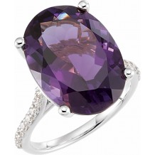 14K White Amethyst & 1/4 CTW Diamond Ring