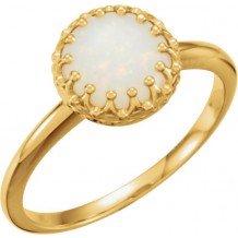 14K Yellow 8 mm Round Opal Ring